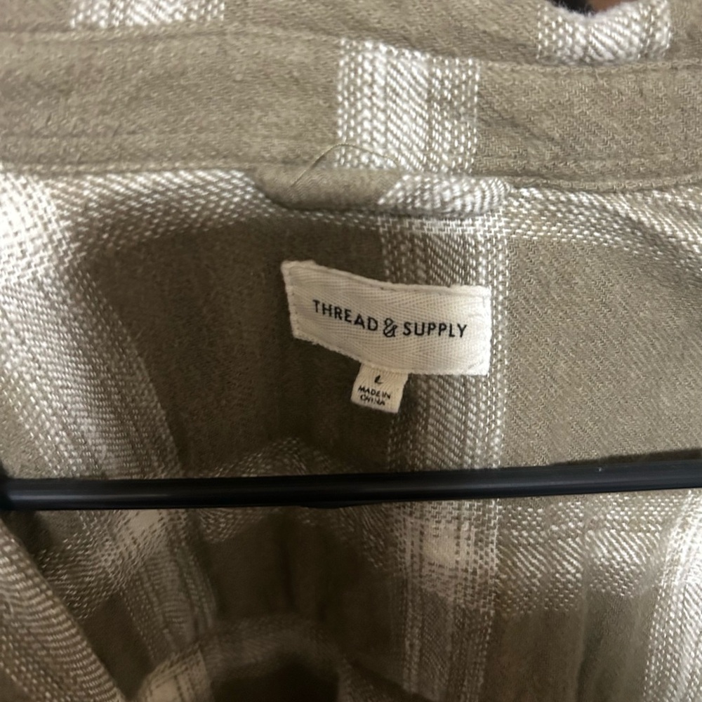 Thread & Supply Olive and White Plaid Shirt - Picture 3 of 3